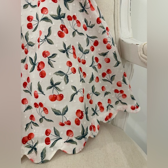 🦢 2T Toddler 100% Cotton Cherry Print Baby Dress with Ruffled Sleeves & Purse - Picture 8 of 14